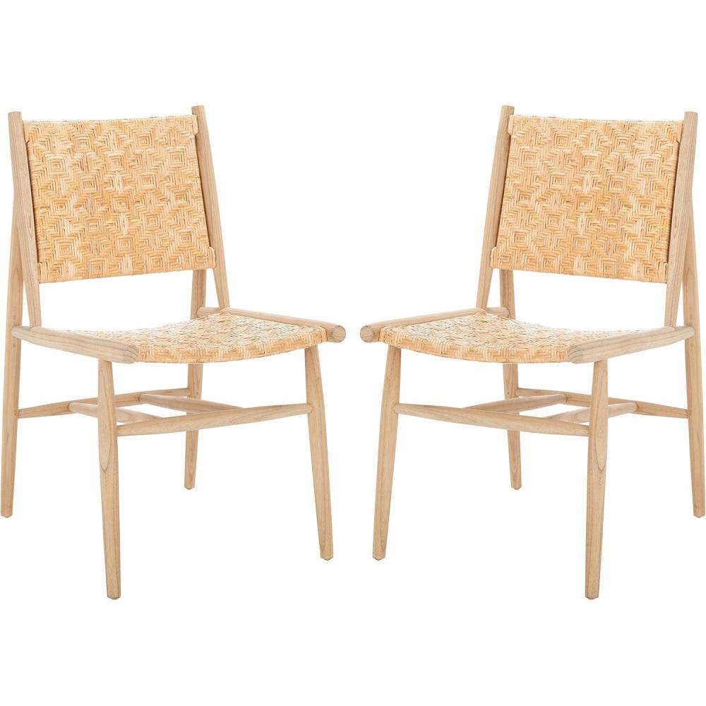 image:imageSAFAVIEH Home Collection Adira Natural Rattan Living Room Accent Dining Chair Fully Assembled