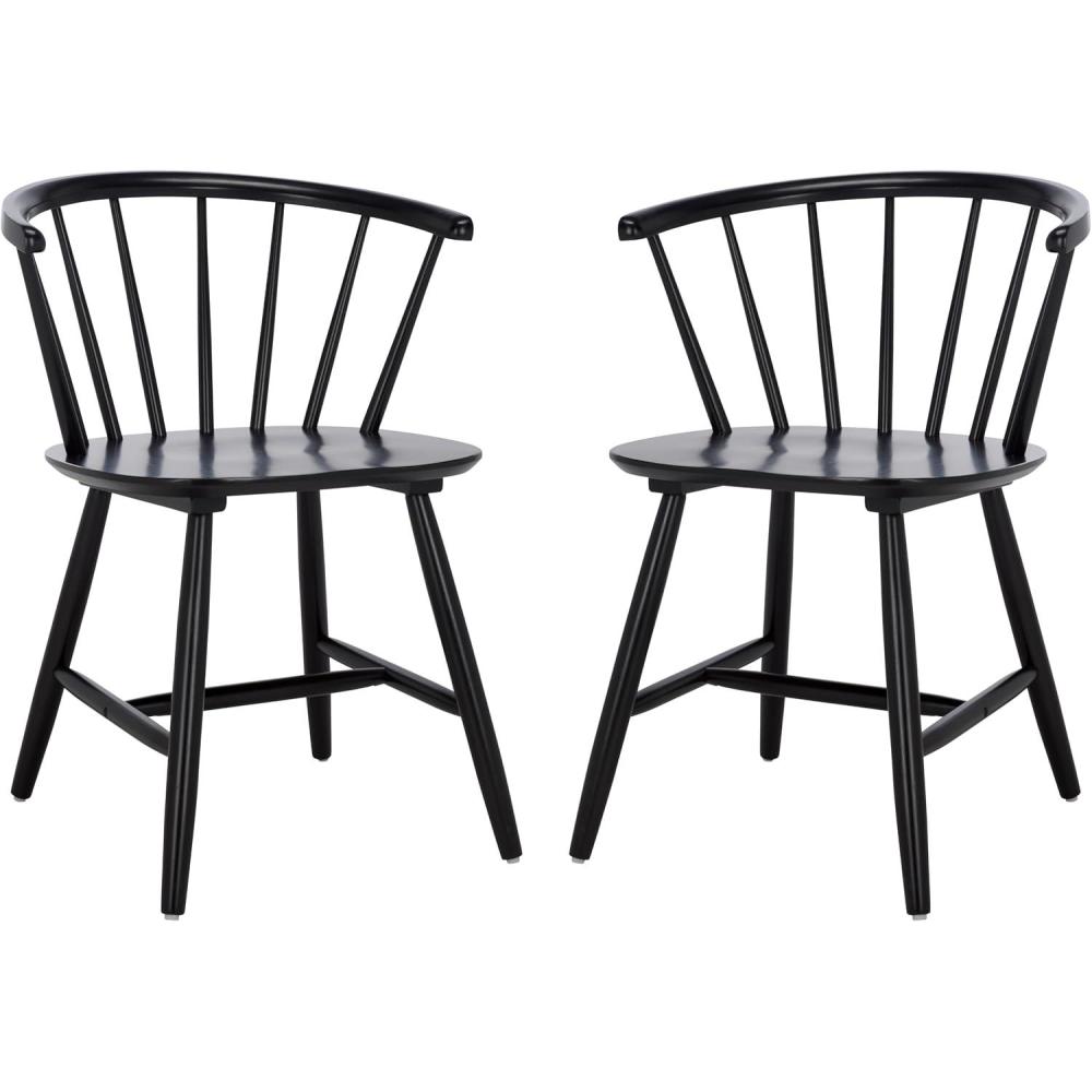 image:imageSAFAVIEH Home Collection Ceres Farmhouse Walnut Brown Spindle Back Living Room Accent Dining ChairBlack
