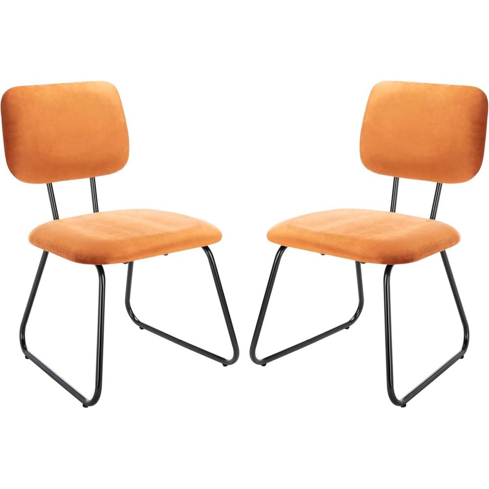image:imageSAFAVIEH Home Collection Chavelle Modern Velvet Side Chair Set of 2 ACH6205ASET2 Malachite GreenBlackSiennaBlack