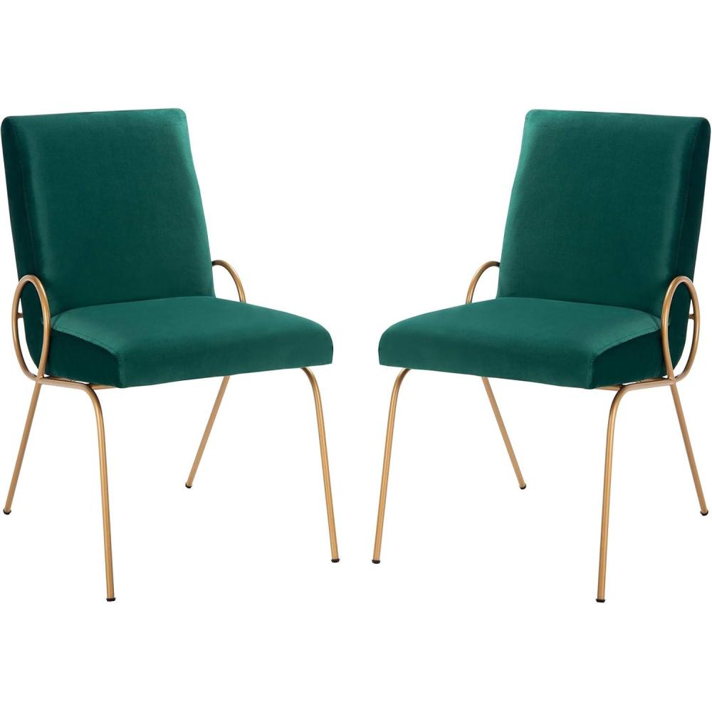 image:imageSAFAVIEH Home Collection Fanlia Emerald VelvetGold Side Chair Set of 2