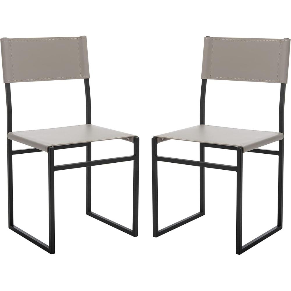 image:imageSAFAVIEH Home Collection Layne Light GreyBlack Dining Chair Set of 2 Fully AssembledLight GreyBlack