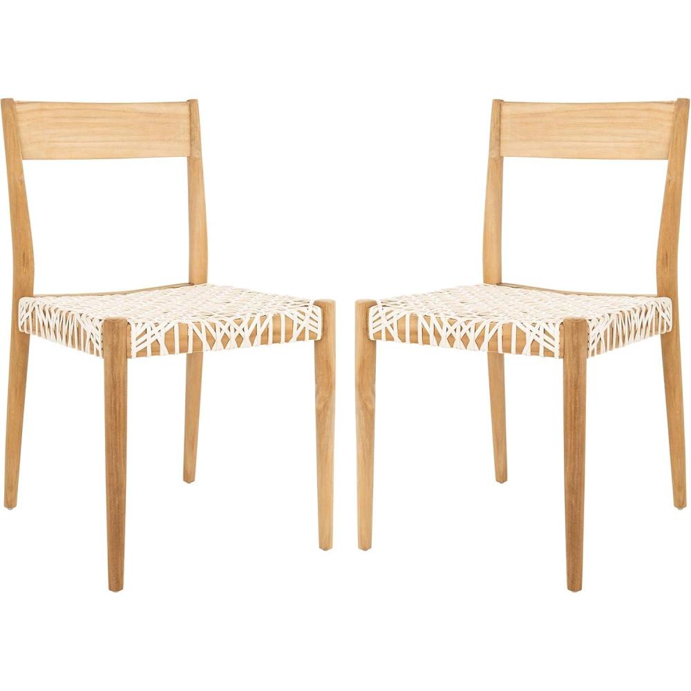 image:imageSAFAVIEH Home Collection Pranit Leather Wood 18inch Set of 2 Dining Chair CognacNaturalWhite Natural
