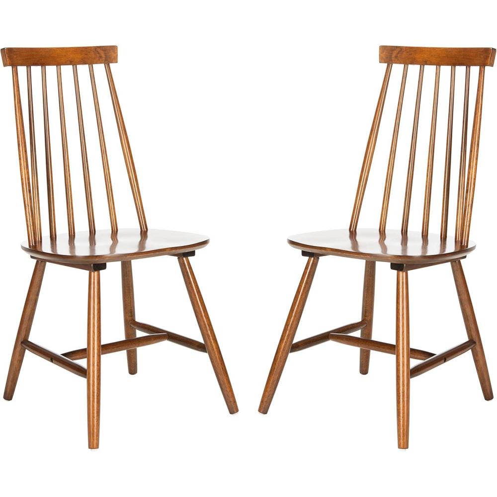 image:imageSAFAVIEH Home Collection Priam Farmhouse Walnut Brown Spindle Back Living Room Accent Dining Chair