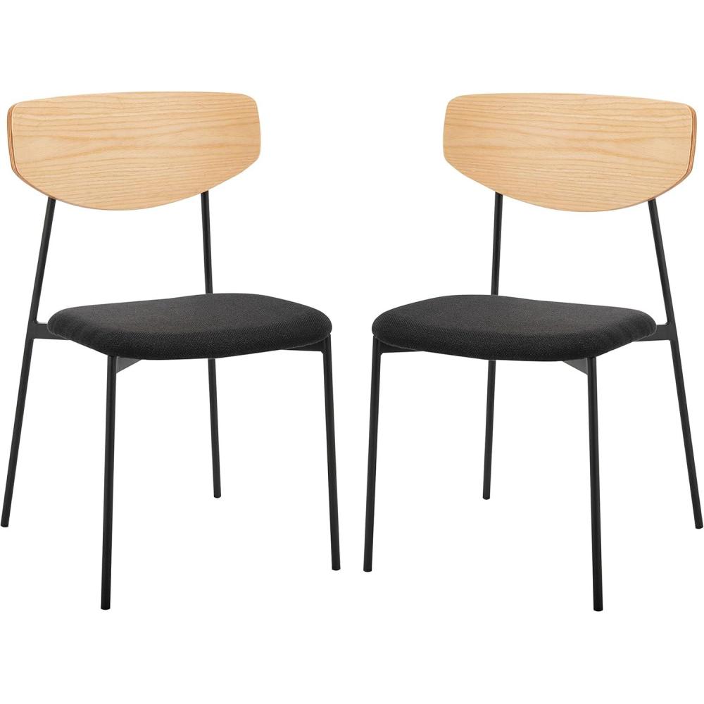 image:imageSAFAVIEH Home Collection Ryker OakBlack Dining Chair Set of 2 Fully AssembledOakBlack