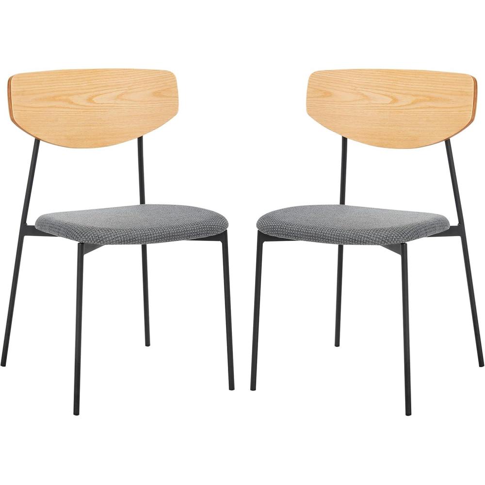 image:imageSAFAVIEH Home Collection Ryker OakBlack Dining Chair Set of 2 Fully AssembledOakGrey