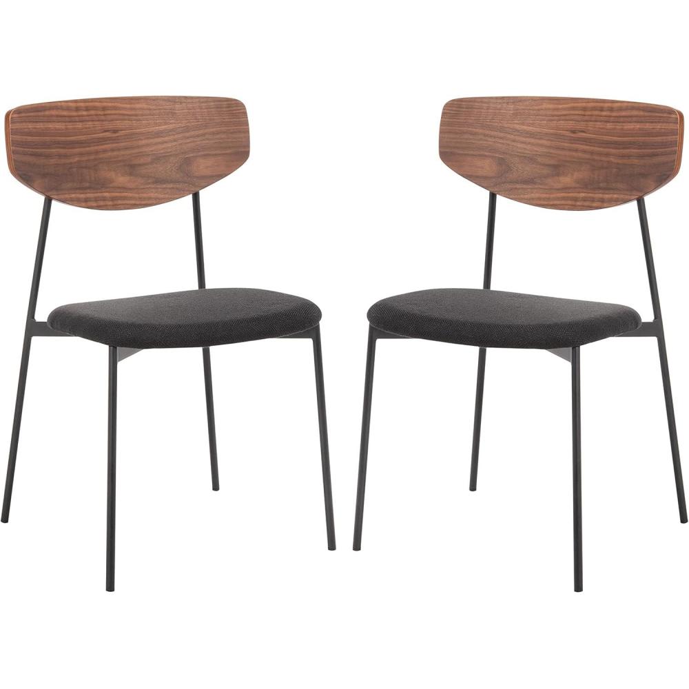 image:imageSAFAVIEH Home Collection Ryker OakBlack Dining Chair Set of 2 Fully AssembledWalnut Black