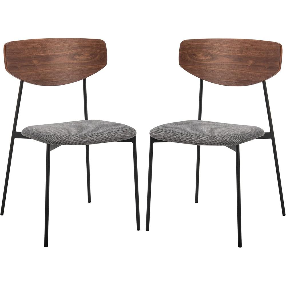 image:imageSAFAVIEH Home Collection Ryker OakBlack Dining Chair Set of 2 Fully AssembledWalnut Grey