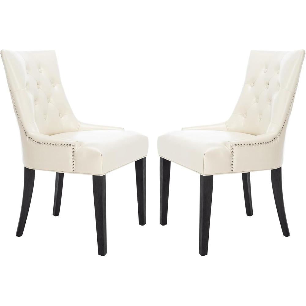 image:imageSAFAVIEH Mercer Collection Heather Beige Linen Nailhead Dining ChairCream