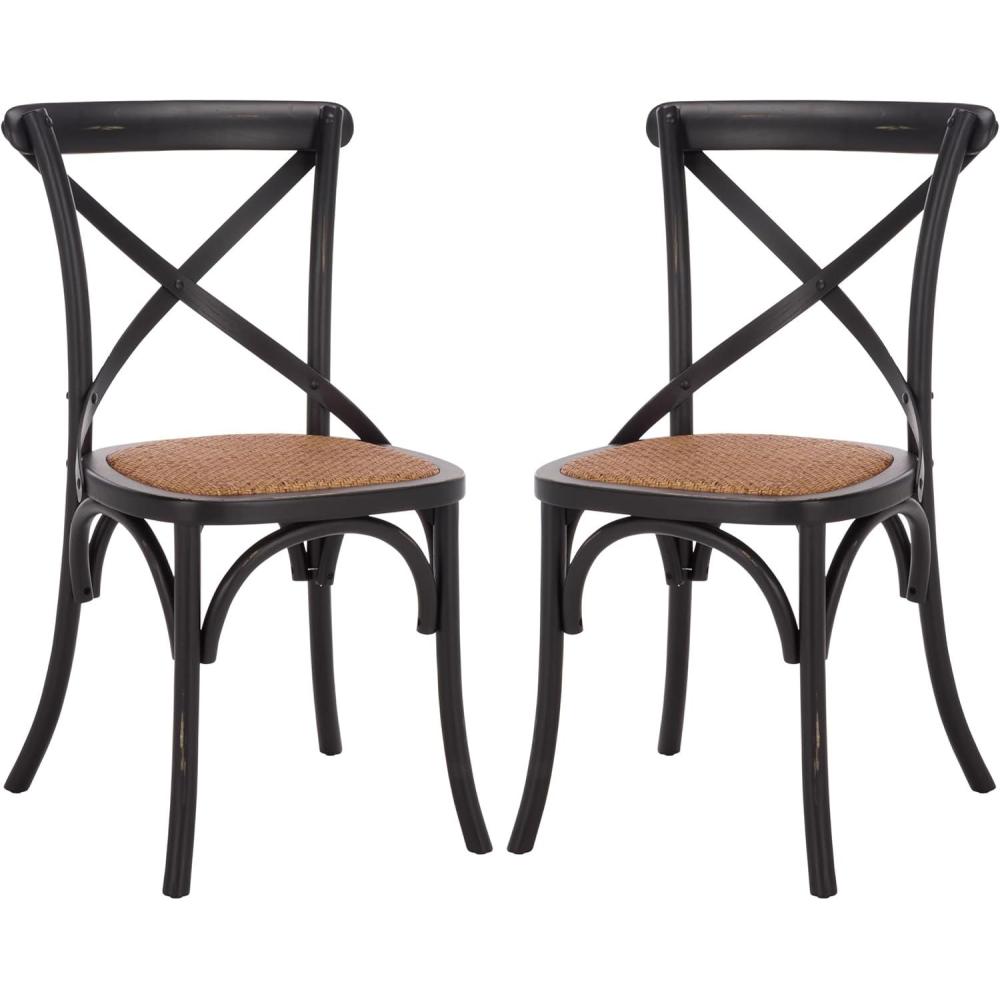 image:imageSafavieh American Homes Collection Franklin Farmhouse XBack Antique White Side ChairBlack