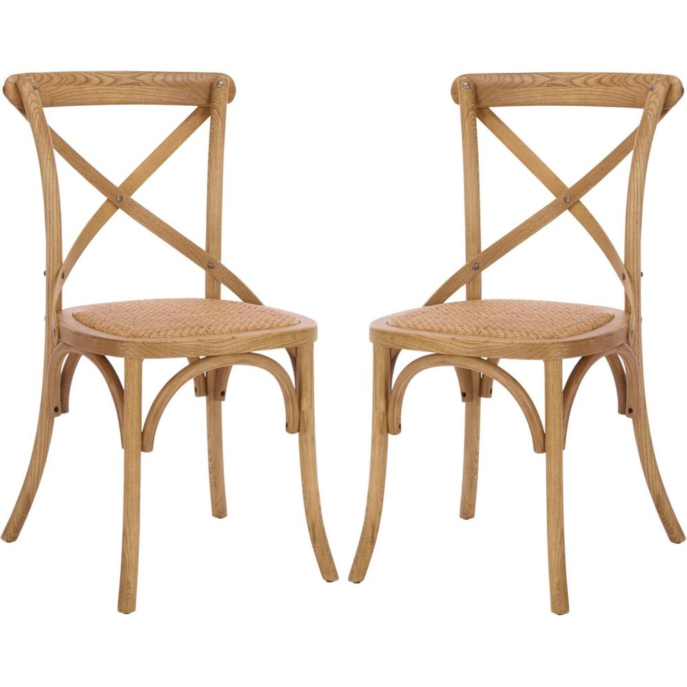 image:imageSafavieh American Homes Collection Franklin Farmhouse XBack Antique White Side Chairbeige