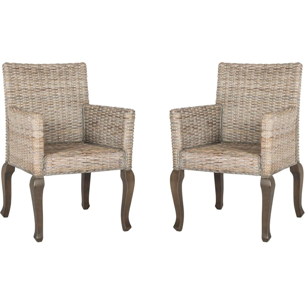 image:imageSafavieh Home Collection Armando Natural Wicker Dining ChairWhite Washed