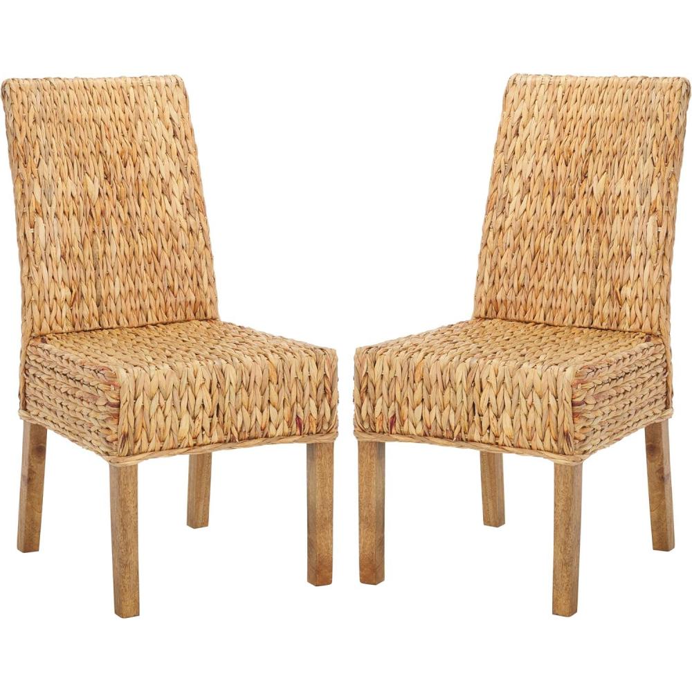 image:imageSafavieh Home Collection Aubrey Walnut Wicker Side Chair Set of 2NaturalNatural