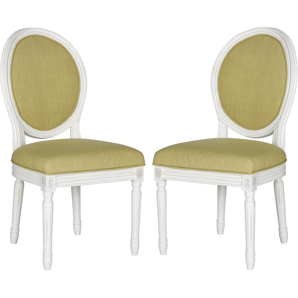image:imageSafavieh Home Collection Holloway 19H French Brasserie Linen Oval Light Grey and Cream Side ChairSpring Green Cream