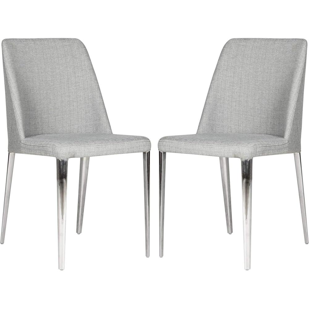 image:imageSafavieh Home Collection MidCentury Modern Baltic White Side ChairGrey Linen