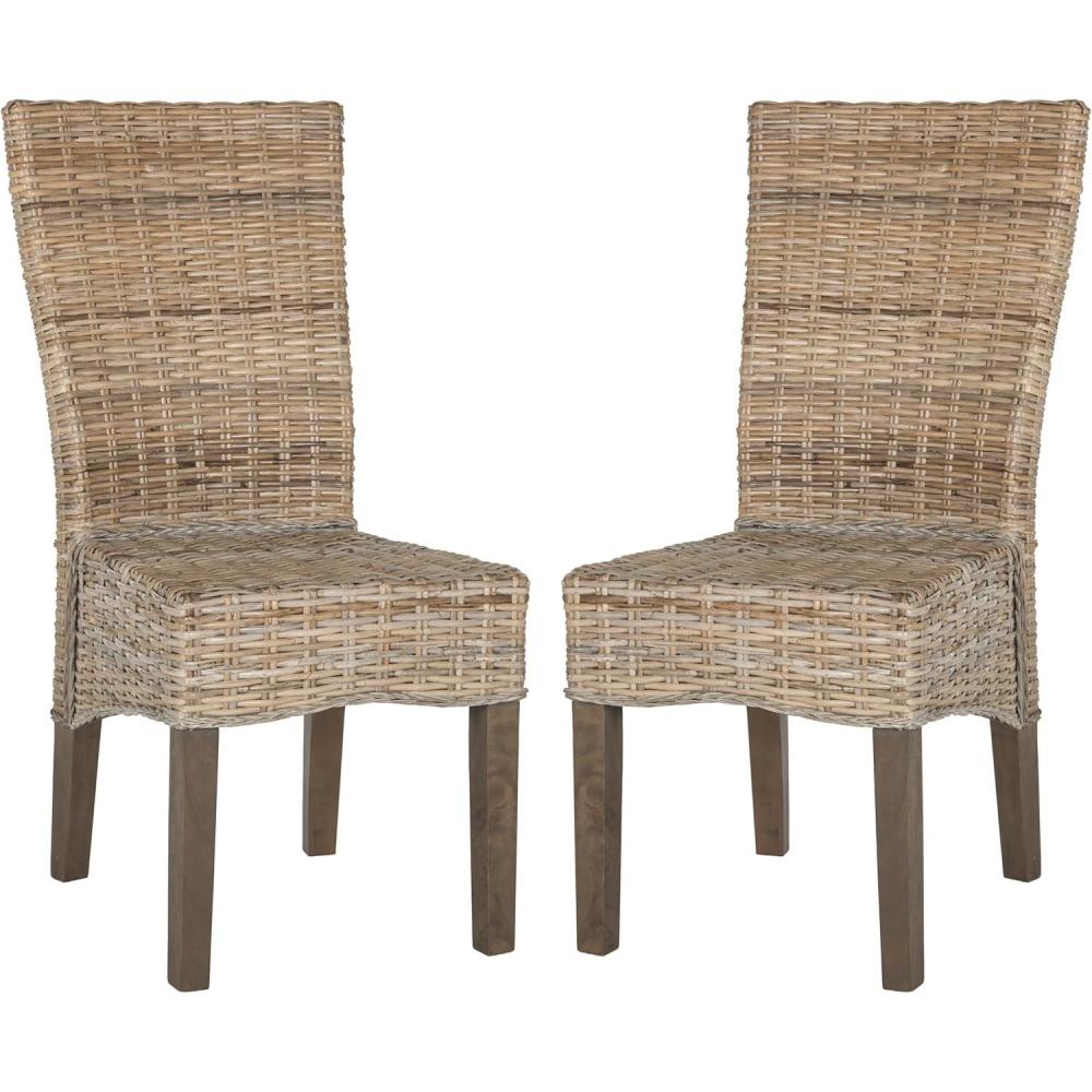image:imageSafavieh Home Collection Ozias Grey Wicker 18inch Dining ChairGrey