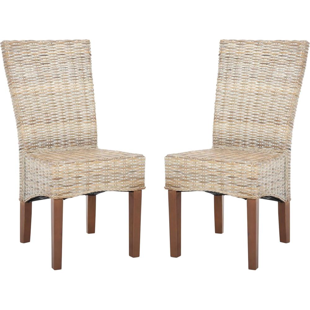 image:imageSafavieh Home Collection Ozias Grey Wicker 18inch Dining ChairWhite Washed