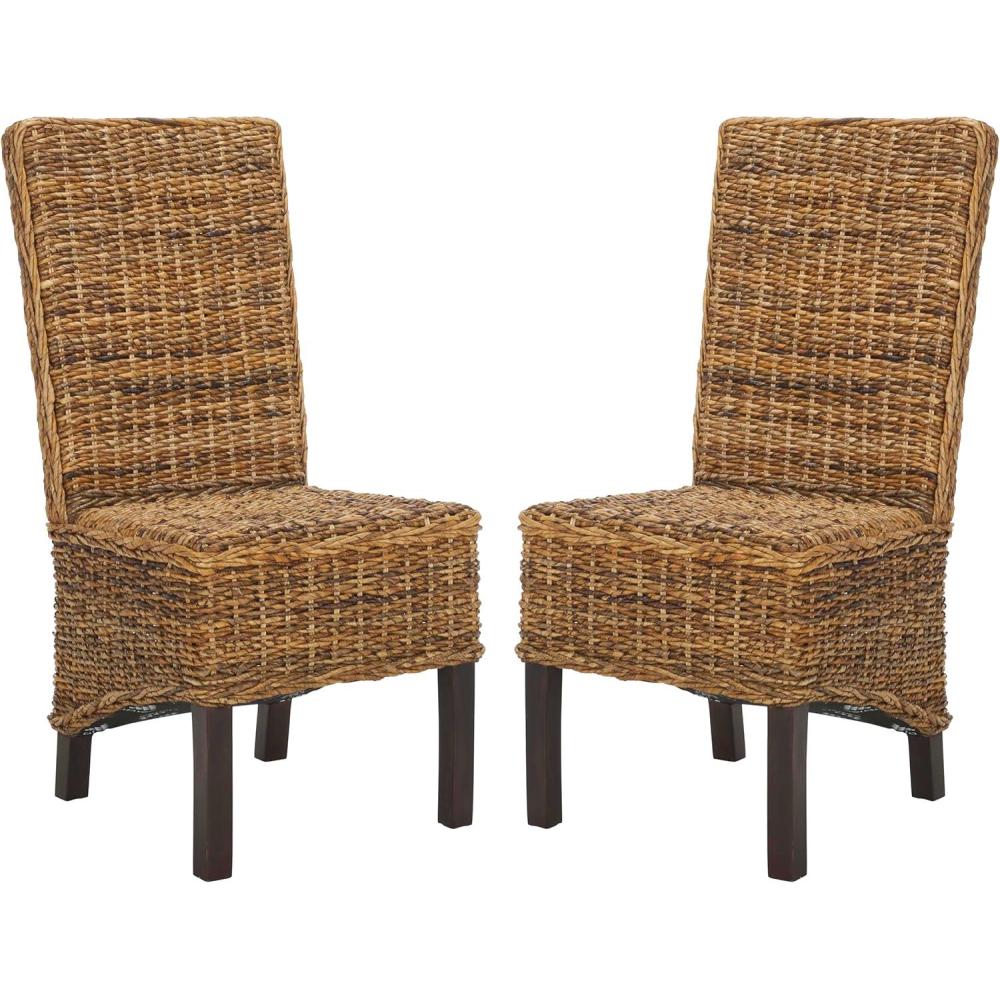image:imageSafavieh Home Collection Pembrooke Wicker Side Chairs Antique Grey Set of 2Banana Natural