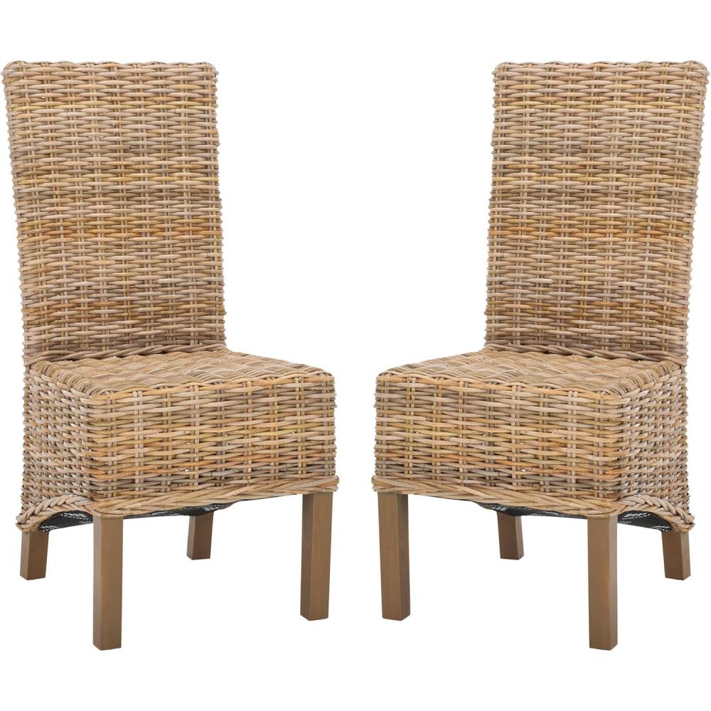 image:imageSafavieh Home Collection Pembrooke Wicker Side Chairs Antique Grey Set of 2Natural