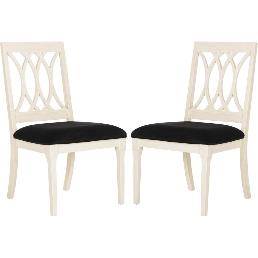 image:imageSafavieh Home Collection Selena Black Velvet and White Side Chair Set of 2Black