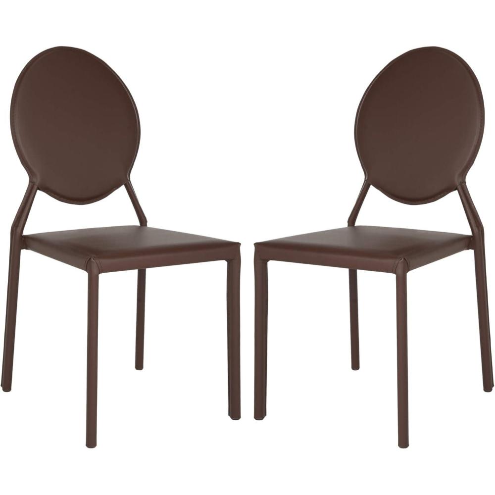 image:imageSafavieh Home Collection Warner MidCentury White Round Back Side ChairBrown