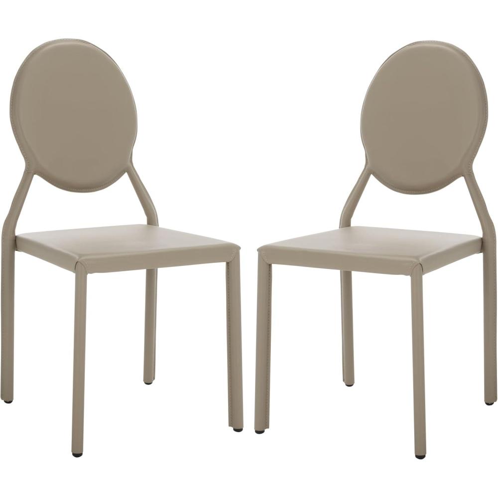 image:imageSafavieh Home Collection Warner MidCentury White Round Back Side ChairGrey