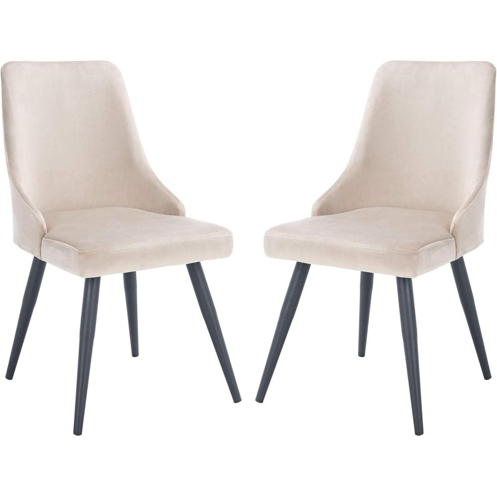 image:imageSafavieh Home Collection Zoi Velvet 19inch Set of 2 Dining Chair TaupeBlackTaupe Black