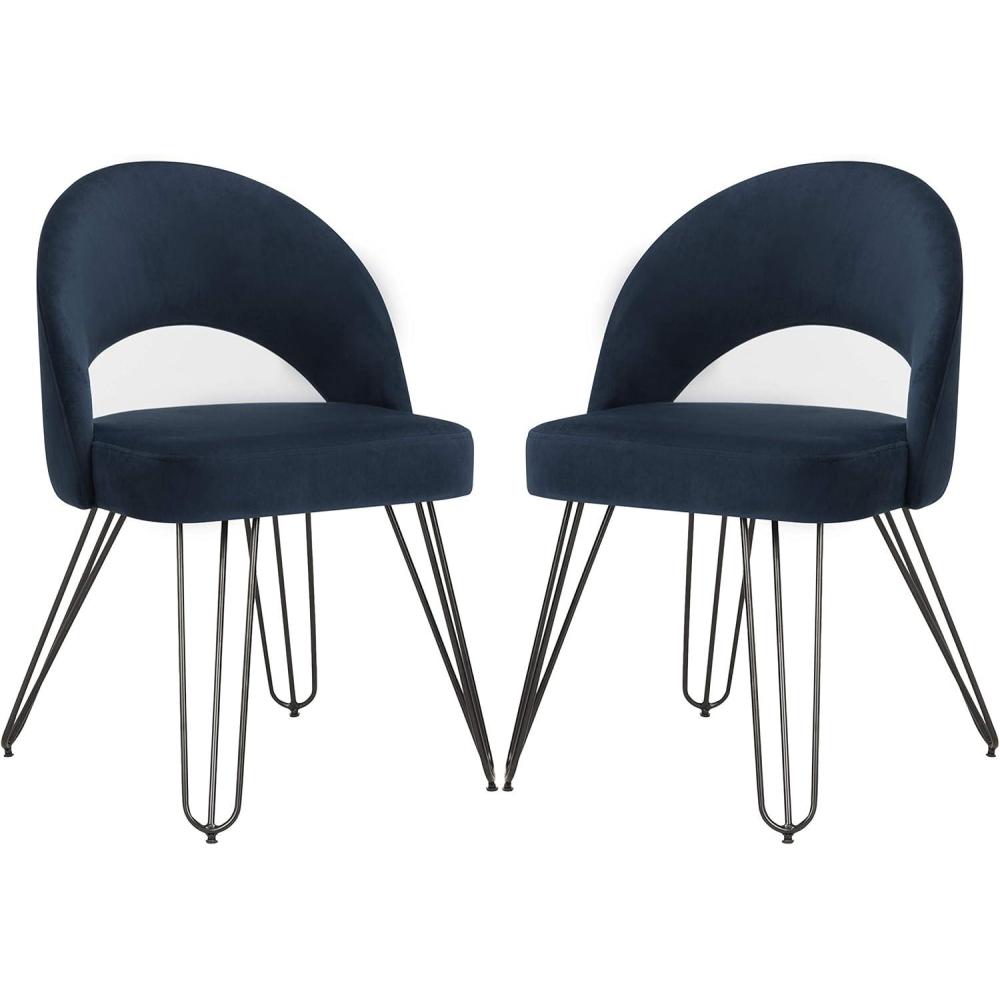 image:imageSafavieh Home Jora Retro Cream Velvet and Matte Black Side Chair Set of 2Navy