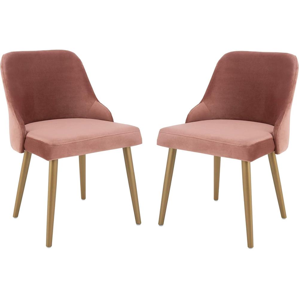 image:imageSafavieh Home Lulu MidCentury Dusty Rose Velvet and Gold Dining Chair Set of 2Dusty Rose  Gold