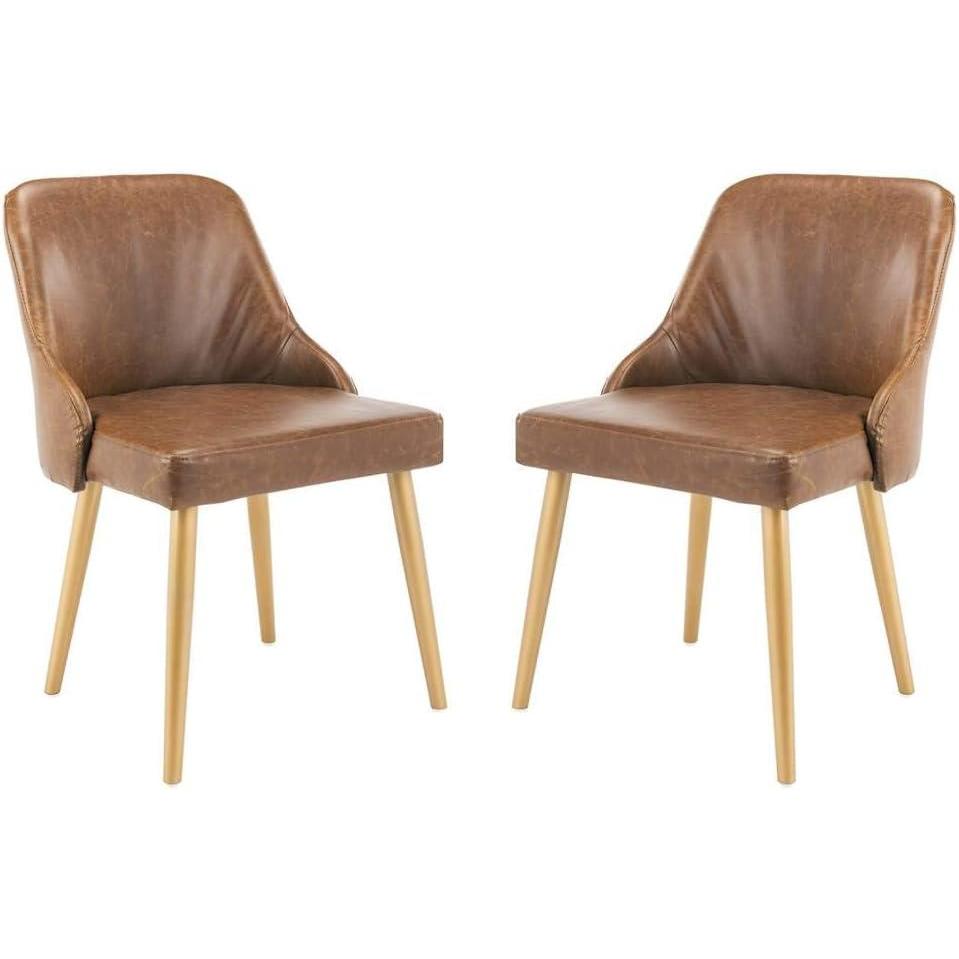 image:imageSafavieh Home Lulu MidCentury Dusty Rose Velvet and Gold Dining Chair Set of 2Light Brown Gold