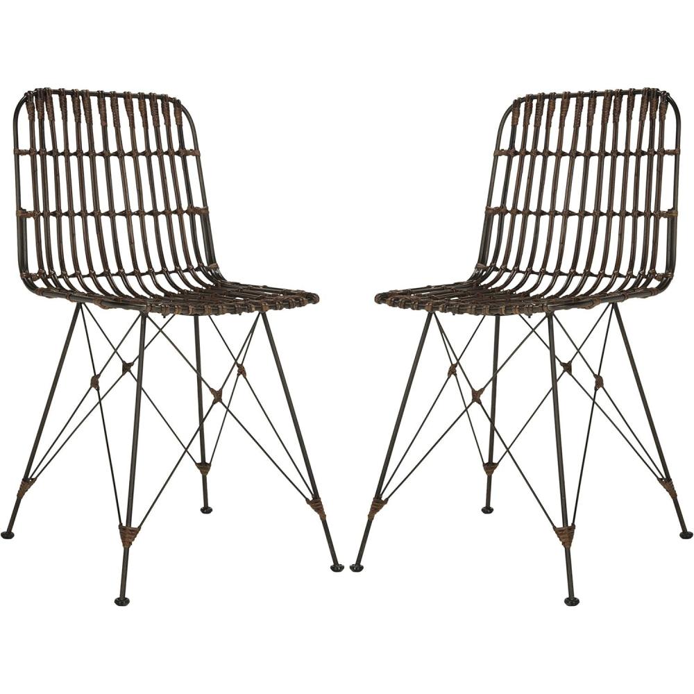 image:imageSafavieh Home Minerva Brown and Black Wicker Dining Chair Set of 2Brown Black