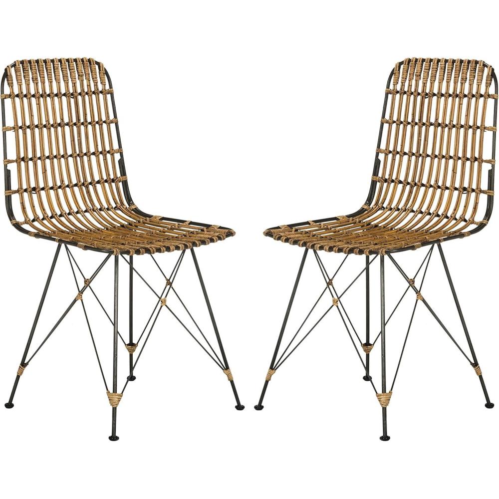 image:imageSafavieh Home Minerva Brown and Black Wicker Dining Chair Set of 2Natural Black