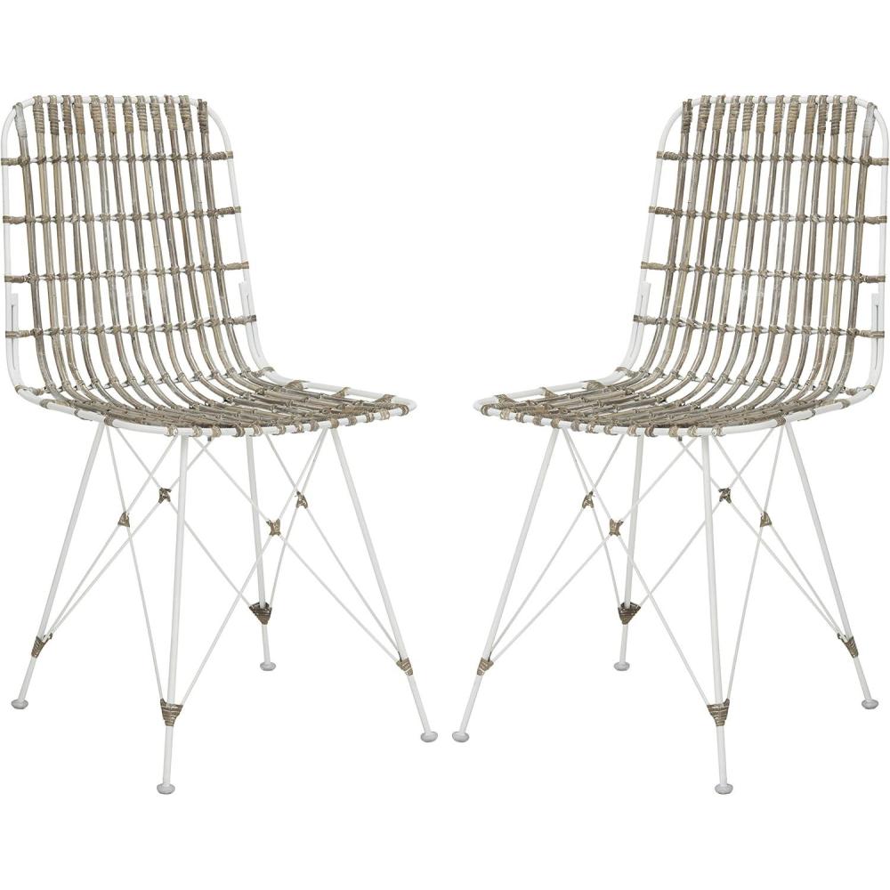 image:imageSafavieh Home Minerva Brown and Black Wicker Dining Chair Set of 2White White