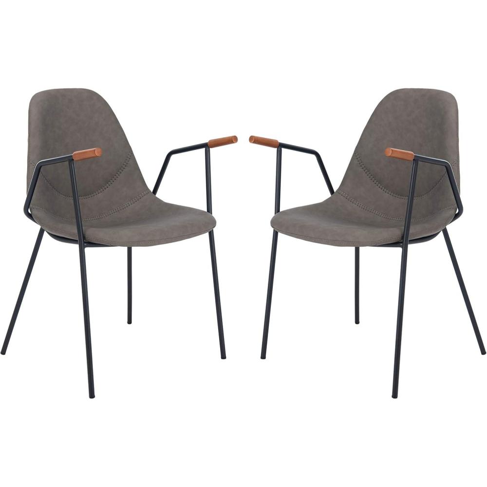 image:imageSafavieh Home Tanner MidCentury Olive Faux Leather and Black Dining Chair Set of 2Ash  Black