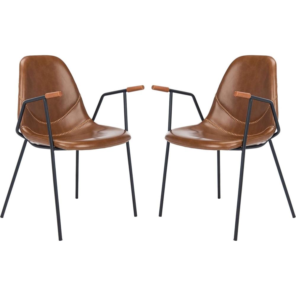 image:imageSafavieh Home Tanner MidCentury Olive Faux Leather and Black Dining Chair Set of 2Cognac Black