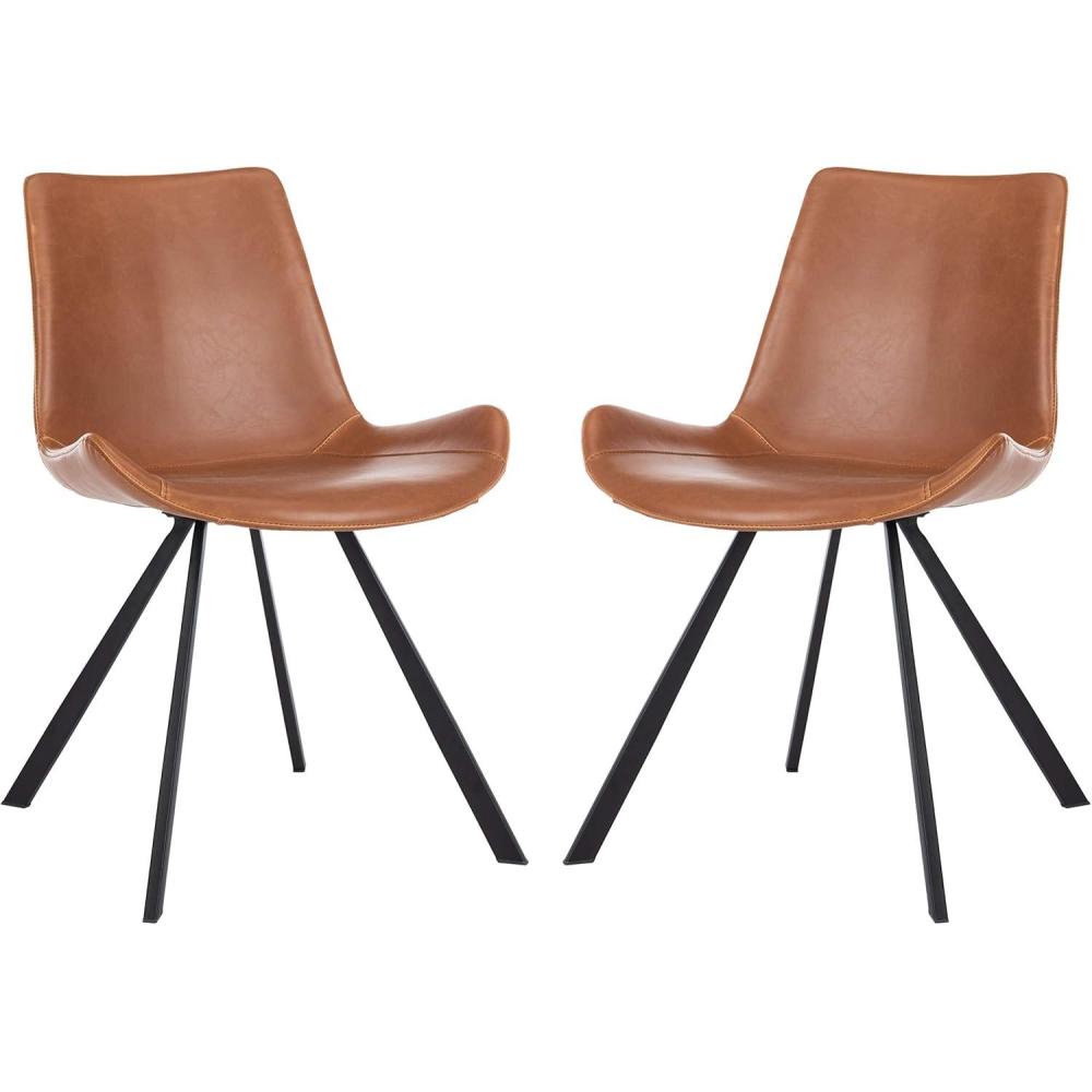 image:imageSafavieh Home Terra MidCentury Modern Black Faux Leather and Black Dining Chair Set of 2Cognac Black