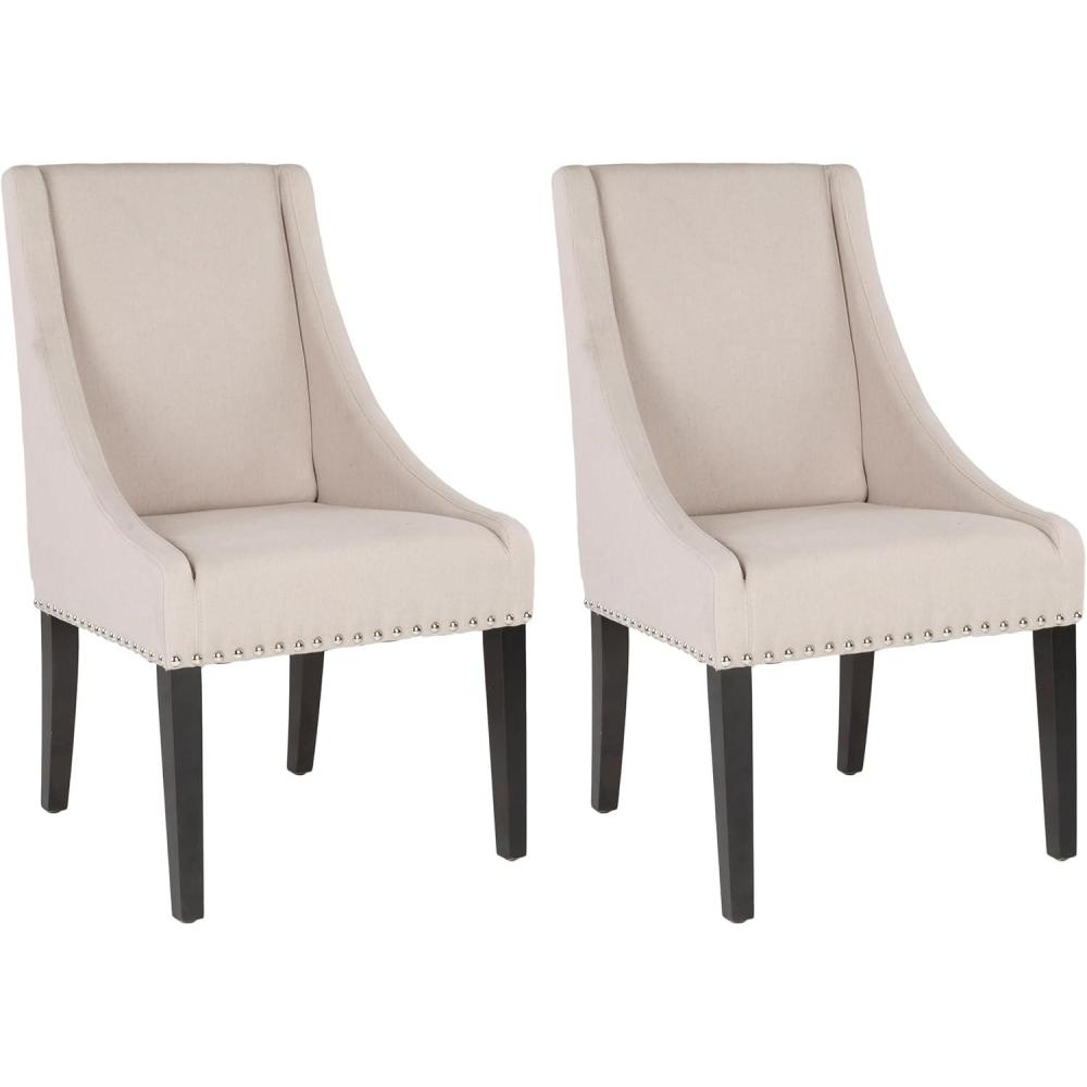 image:imageSafavieh Mercer Collection Austin Grey Linen Sloping Arm Chair Set of 2Grey