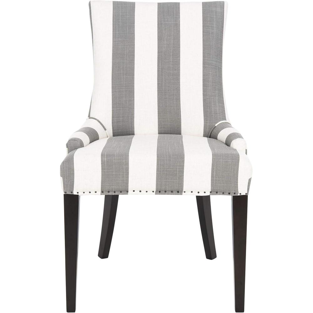 image:imageSafavieh Mercer Collection Eva and White Striped Dining Chair with Trim Nail Head GreyGrey White
