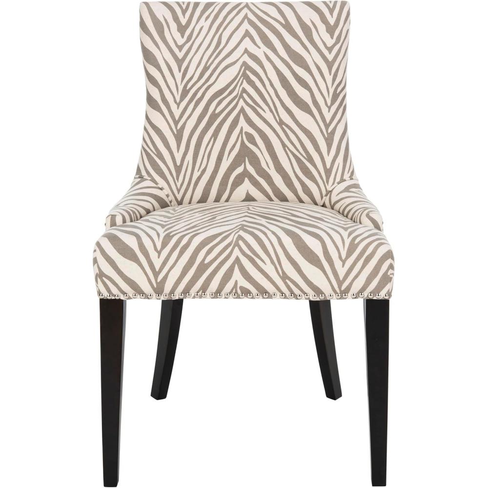 image:imageSafavieh Mercer Collection Eva and White Striped Dining Chair with Trim Nail Head GreyIvory Grey