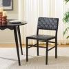 SAFAVIEH Home Collection – Kaiber Red Tan Genuine Woven Leather & Natural Solid Wood Dining Chair, Modern Woven Seat & Back (DCH1218A)(Black/Black)