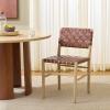 SAFAVIEH Home Collection – Kaiber Red Tan Genuine Woven Leather & Natural Solid Wood Dining Chair, Modern Woven Seat & Back (DCH1218A)(Red Tan/Natural)