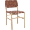SAFAVIEH Home Collection – Kaiber Red Tan Genuine Woven Leather & Natural Solid Wood Dining Chair, Modern Woven Seat & Back (DCH1218A)(Red Tan/Natural)