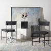 SAFAVIEH Home Collection Archer Grey Faux Leather/Black Dining Chair (Set of 2) – Fully Assembled(Black)