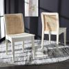 SAFAVIEH Home Collection Benicio Natural Rattan Dining Chair (Set of 2) DCH1005D-SET2(White / Natural)