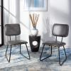 SAFAVIEH Home Collection Chavelle Modern Velvet Side Chair (Set of 2) ACH6205A-SET2, Malachite Green/Black(Grey / Black – Faux Leather)
