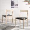 SAFAVIEH Home Collection Eluned Woven Leather Living Room Accent Dining Chair DCH1201C-SET2, Black/Natural(Black / Natural)
