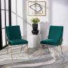 SAFAVIEH Home Collection Fanlia Emerald Velvet/Gold Side Chair (Set of 2)
