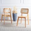 SAFAVIEH Home Collection Luz Coastal White/Natural Cane Rattan Dining Chair Set of 2(Natural)
