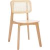 SAFAVIEH Home Collection Luz Coastal White/Natural Cane Rattan Dining Chair Set of 2(Natural)