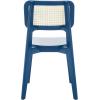 SAFAVIEH Home Collection Luz Coastal White/Natural Cane Rattan Dining Chair Set of 2(Navy/Natural)