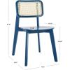 SAFAVIEH Home Collection Luz Coastal White/Natural Cane Rattan Dining Chair Set of 2(Navy/Natural)